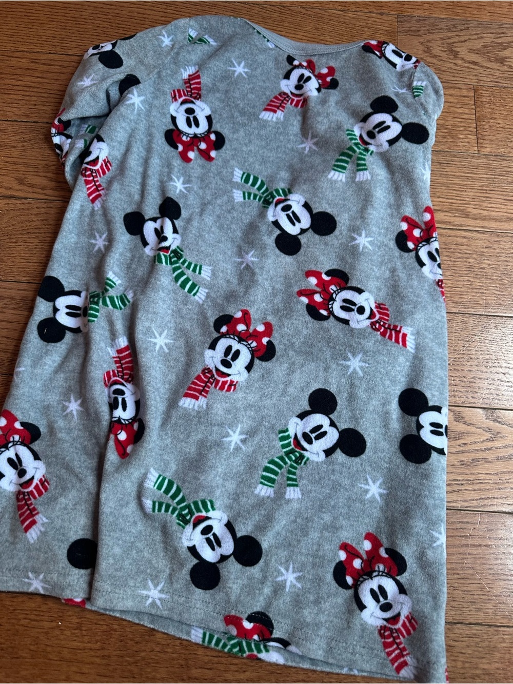 Disney Gray Mickey & Minnie Holiday Nightgown with Red and Green Accents - Picture 3 of 3